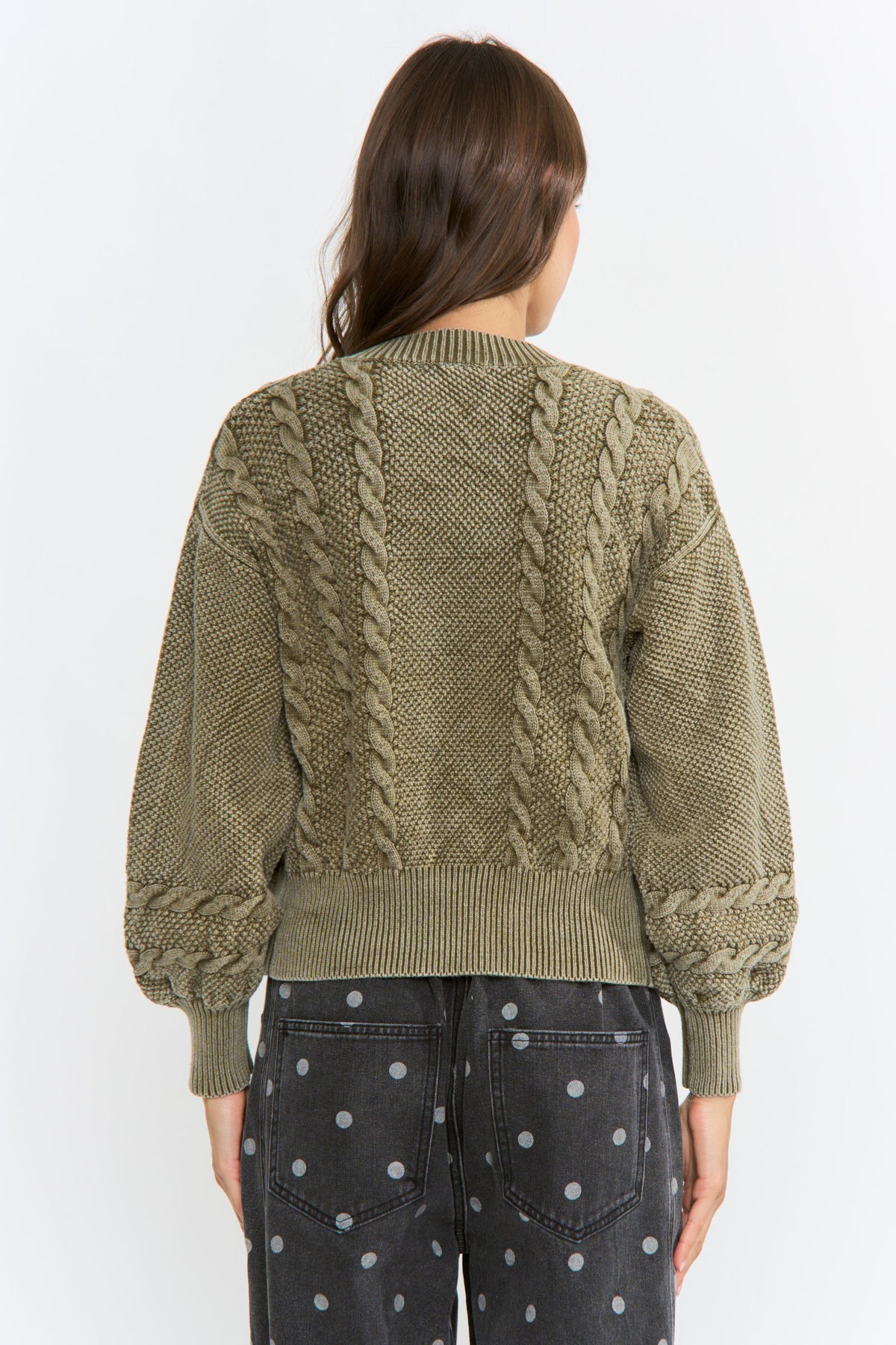 Vintage Wash Cable Knit Cardigan