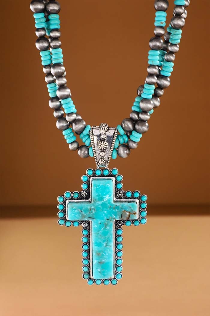 Cross Statement Necklace & Earring Set