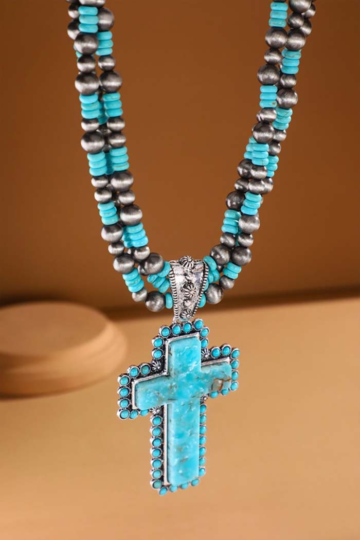 Cross Statement Necklace & Earring Set