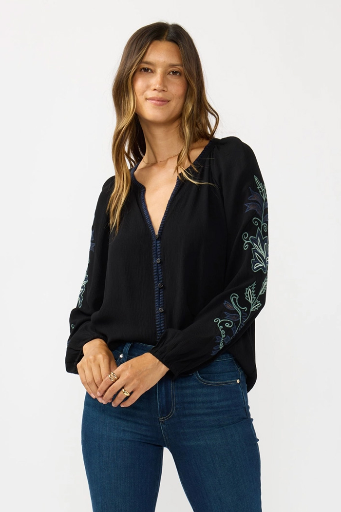 Embroidered Sleeve Blouse