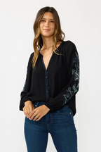 Embroidered Sleeve Blouse