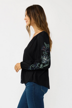 Embroidered Sleeve Blouse