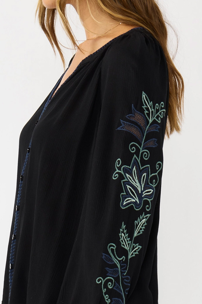 Embroidered Sleeve Blouse