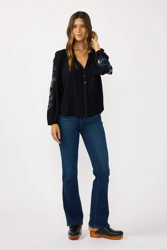 Embroidered Sleeve Blouse
