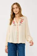 Embroidered Gauze Blouse