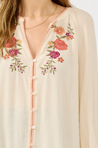 Embroidered Gauze Blouse