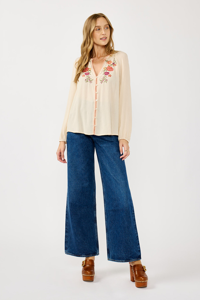 Embroidered Gauze Blouse