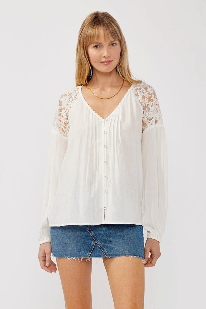 Lace Reverie Button-Down Blouse