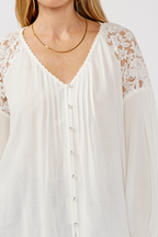 Lace Reverie Button-Down Blouse