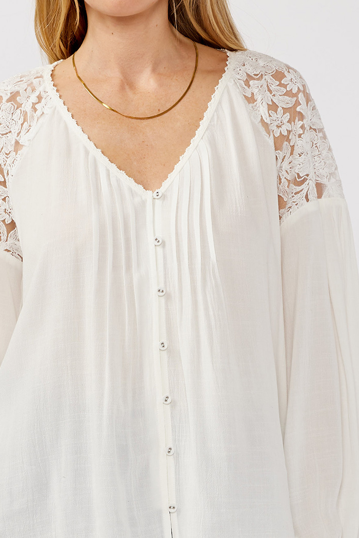 Lace Reverie Button-Down Blouse