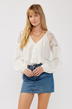 Lace Reverie Button-Down Blouse