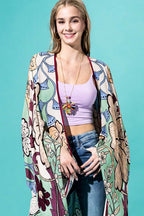Blushing Garden Floral Maxi Kimono