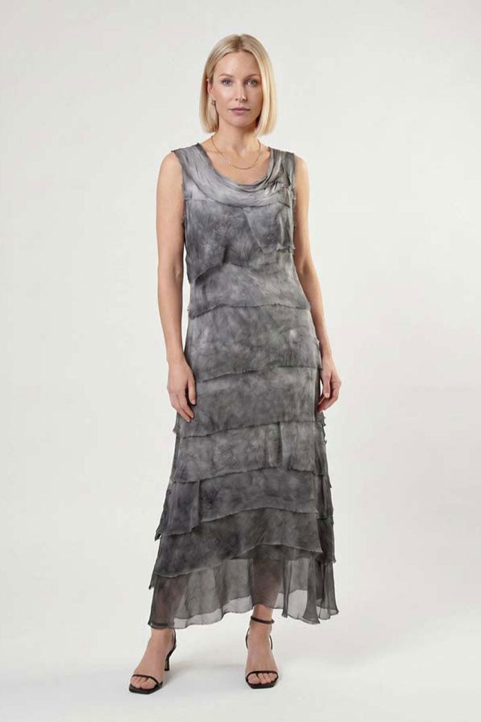 Italian Silk Tiered Ruffle Maxi Dress