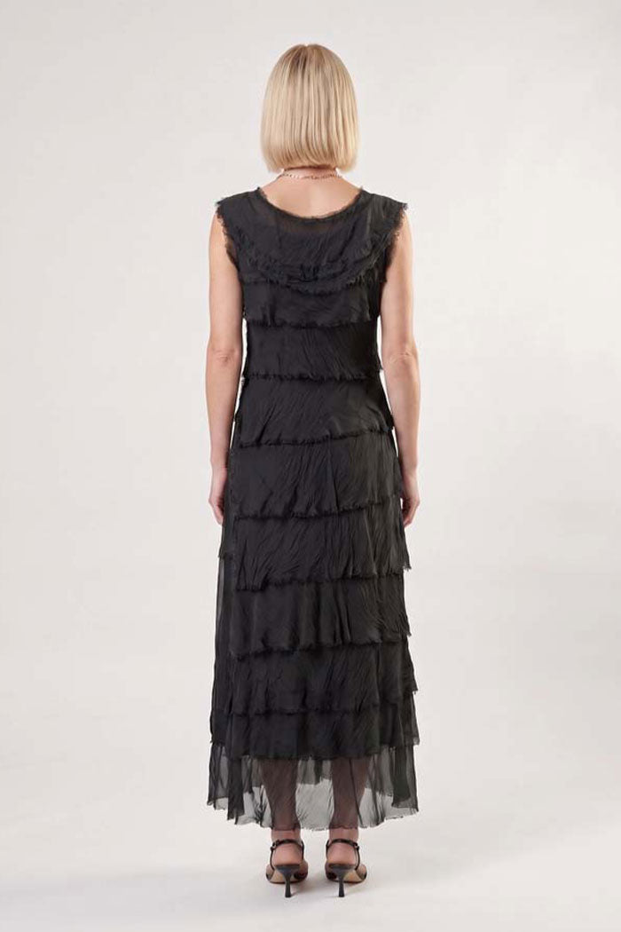 Italian Silk Tiered Ruffle Maxi Dress
