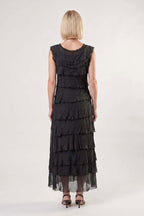 Italian Silk Tiered Ruffle Maxi Dress