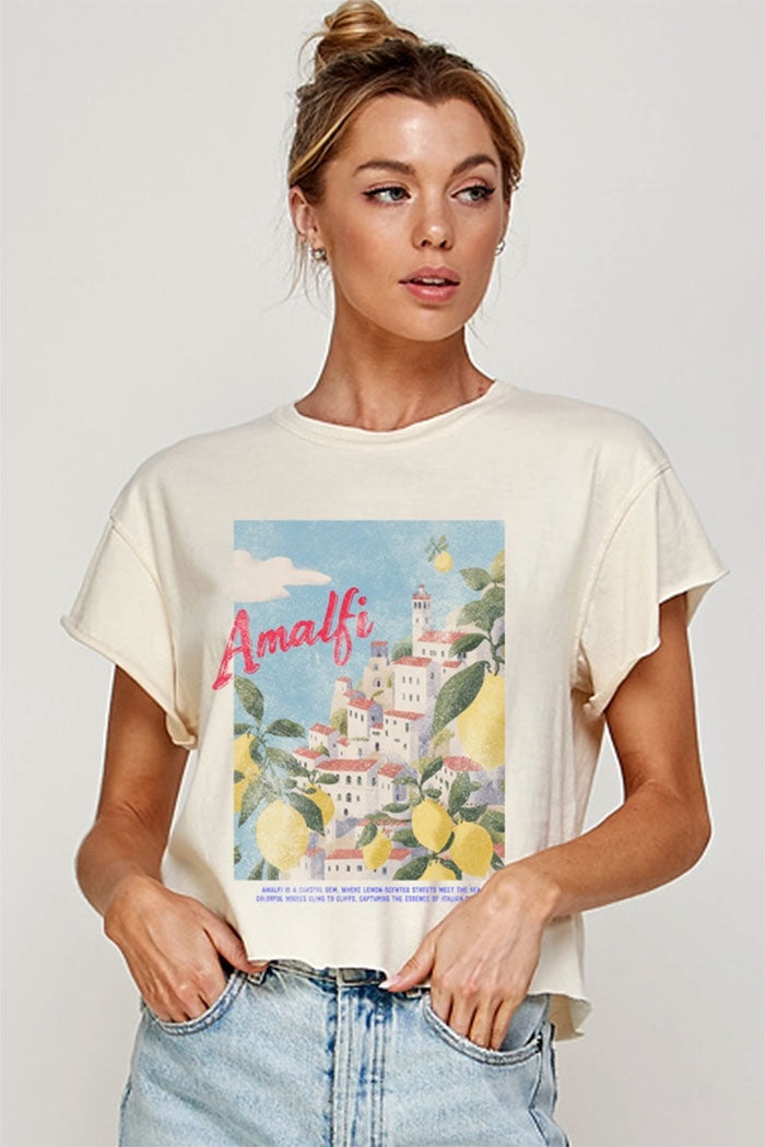 Amalfi Coast Graphic Crop Tee