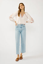 Floral Lace Inset Peasant Blouse