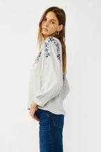 Split-Neck Crepe Blouse