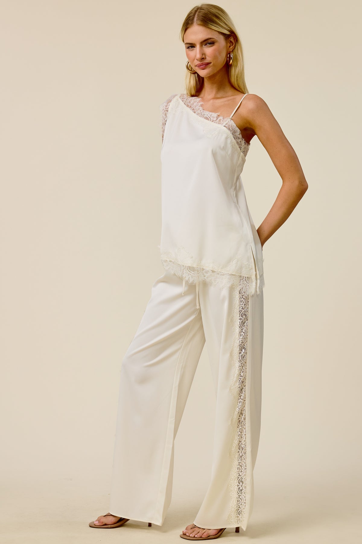 Lace Trim Satin Cami Top