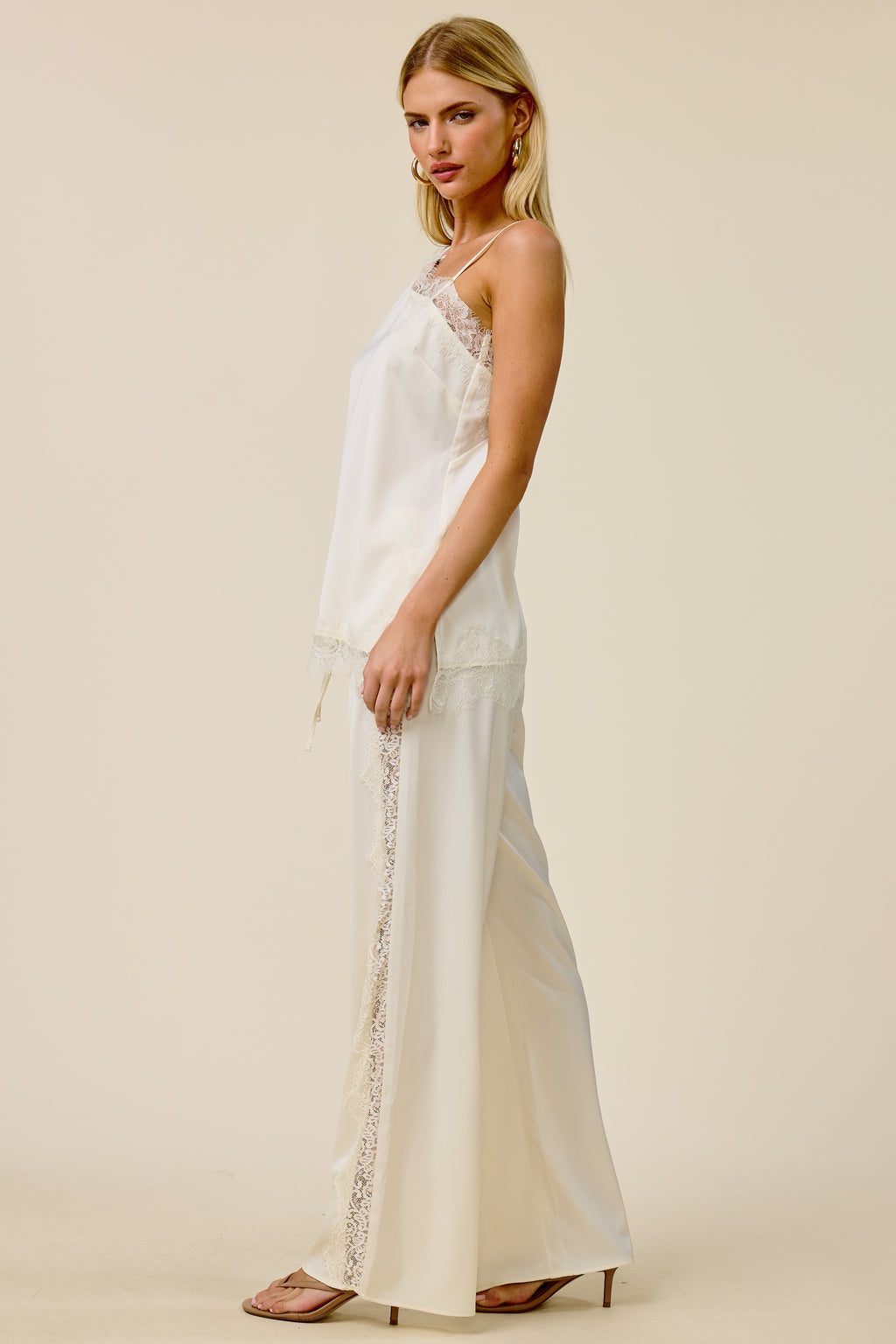 Lace Trim Satin Cami Top