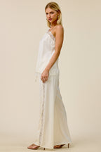Lace Trim Satin Cami Top