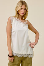 Lace Trim Satin Cami Top