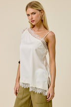 Lace Trim Satin Cami Top