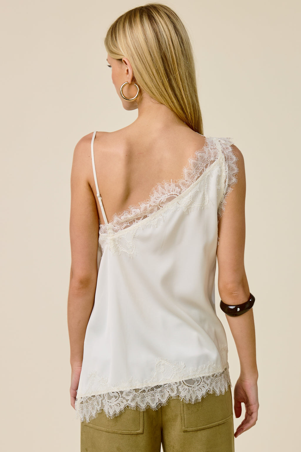 Lace Trim Satin Cami Top