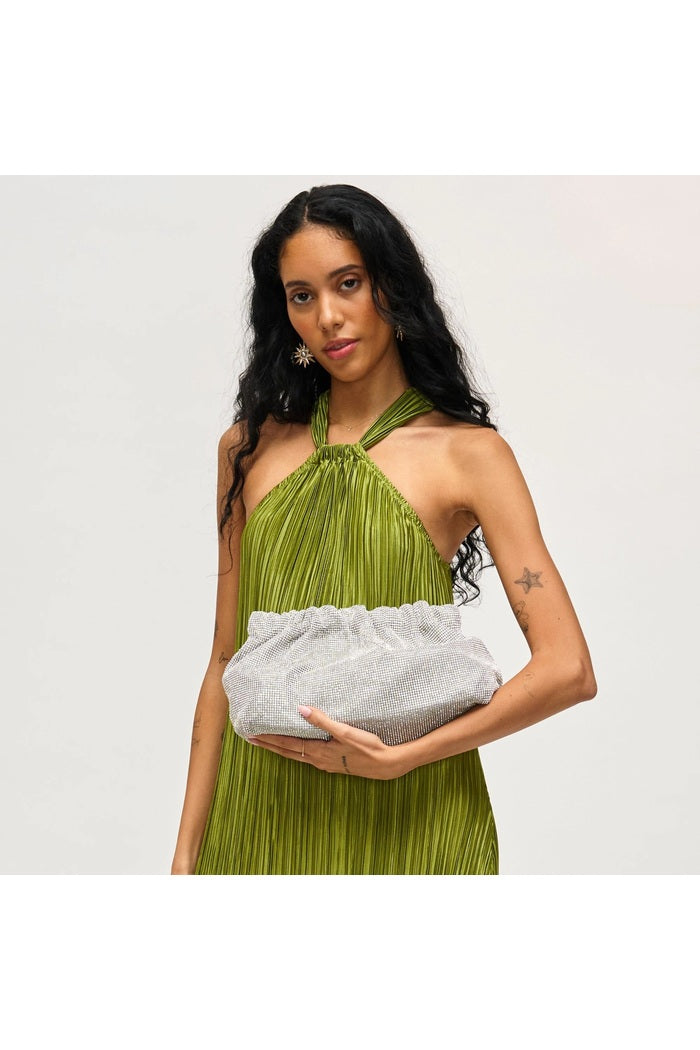 Hazel Rhinestone Ruched Clutch
