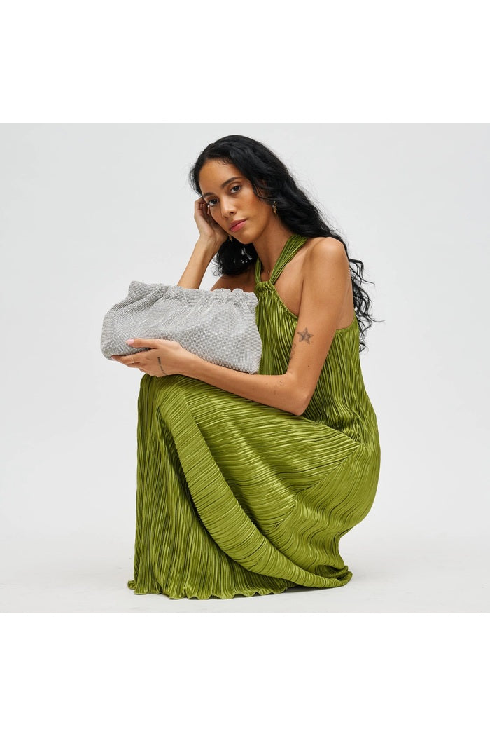 Hazel Rhinestone Ruched Clutch