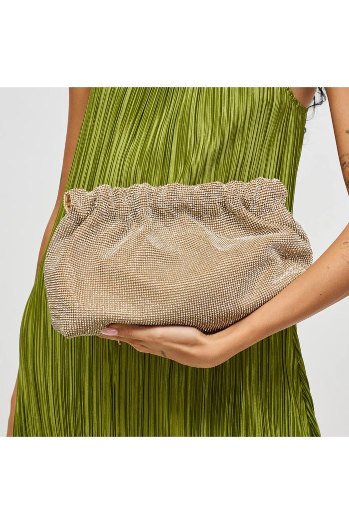 Hazel Rhinestone Ruched Clutch