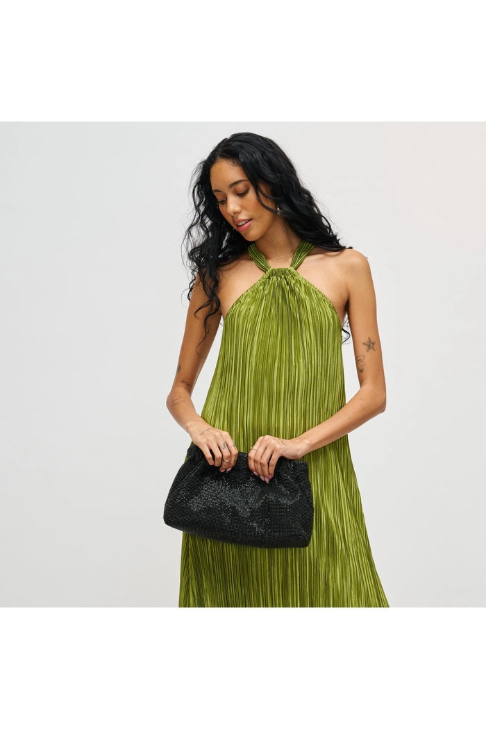 Hazel Rhinestone Ruched Clutch