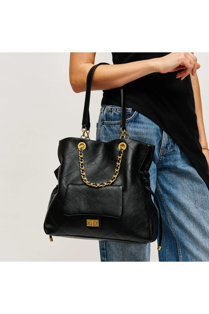 Hudson Quilted Vegan Leather Tote