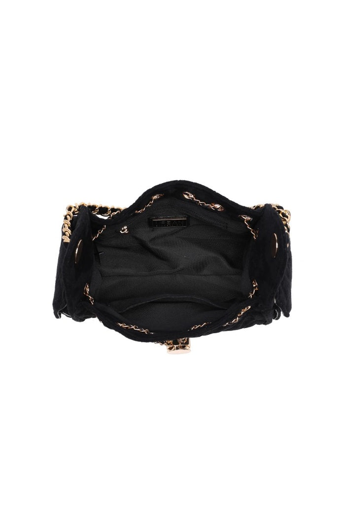 Quilted Faux Suede Chain Shoulder Bag
