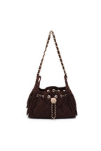 Quilted Faux Suede Chain Shoulder Bag