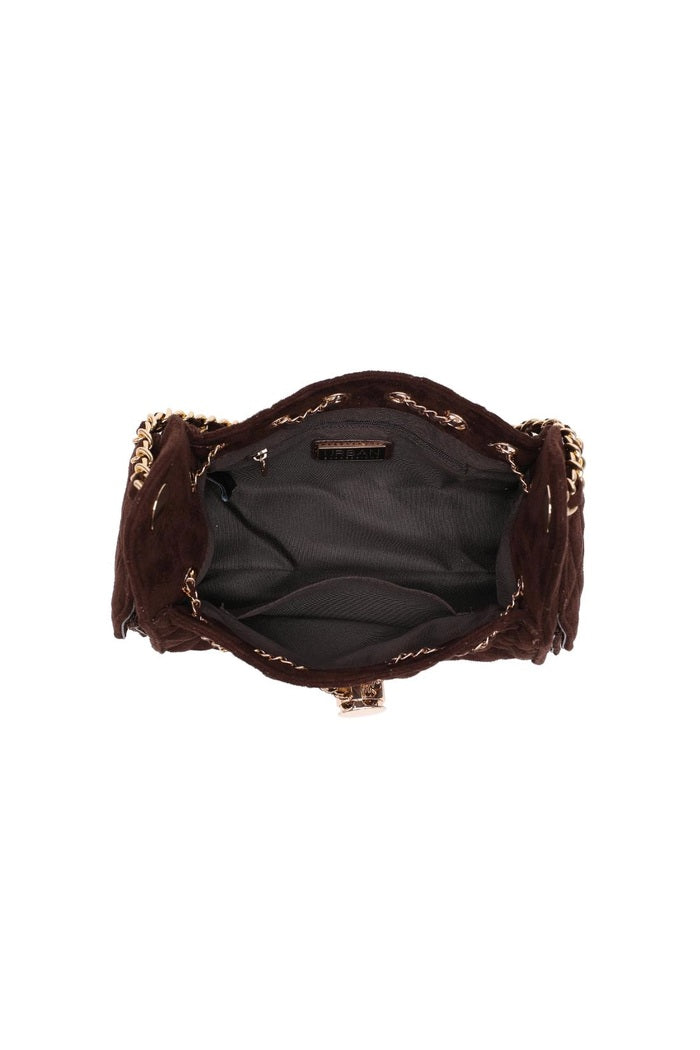 Quilted Faux Suede Chain Shoulder Bag