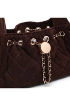 Quilted Faux Suede Chain Shoulder Bag