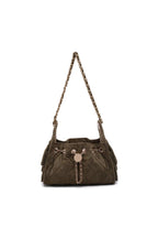 Quilted Faux Suede Chain Shoulder Bag