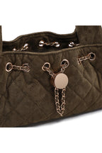Quilted Faux Suede Chain Shoulder Bag