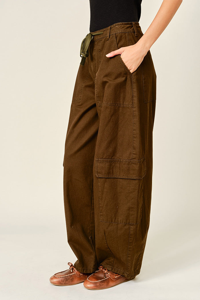 Utility Barrel Waist Tie Cargo Pants