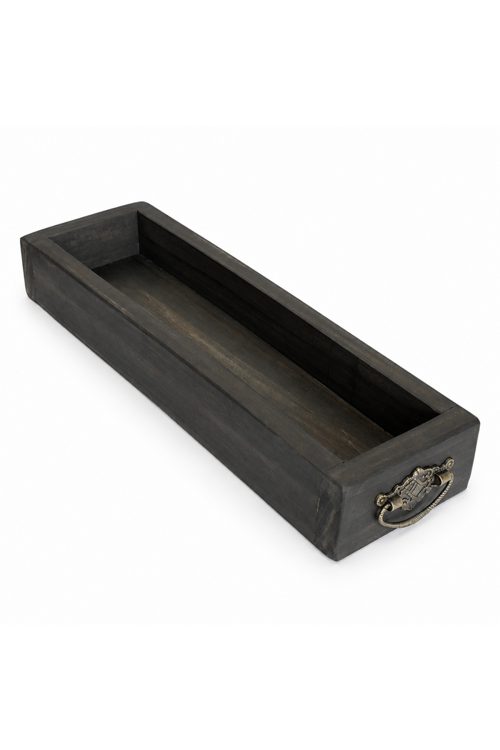 Handmade Rustic Wood Decorative Tray with Handles