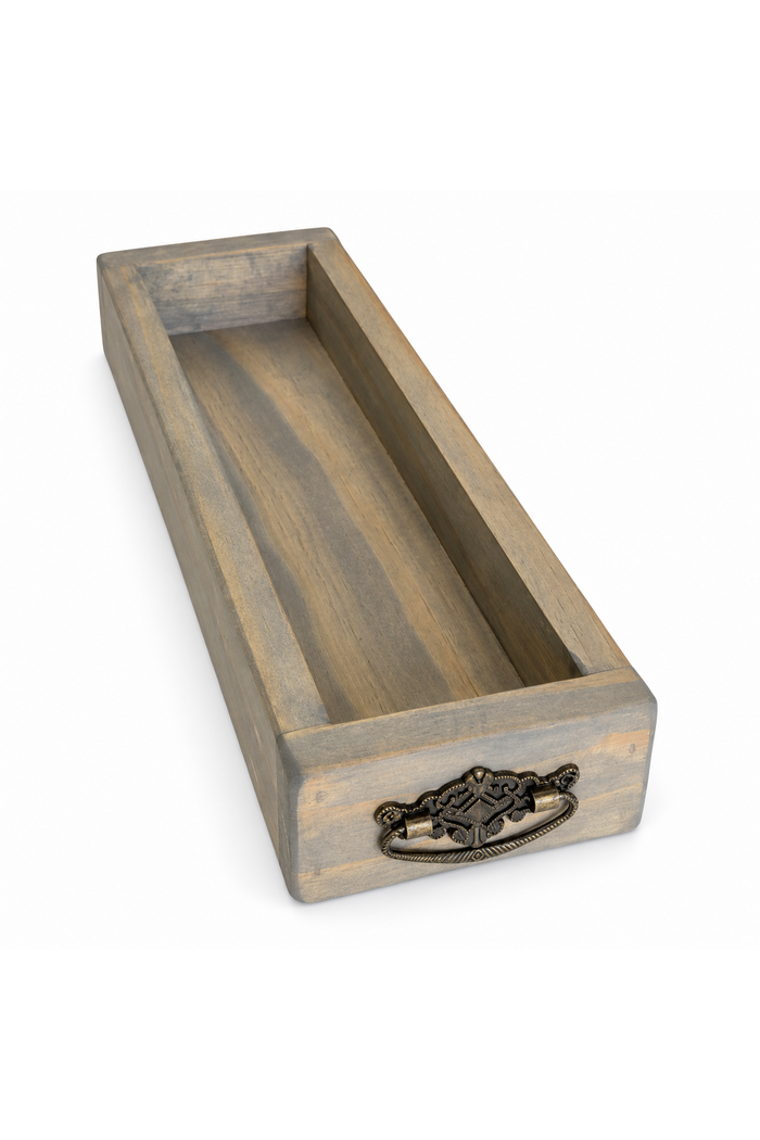 Handmade Rustic Wood Decorative Tray with Handles