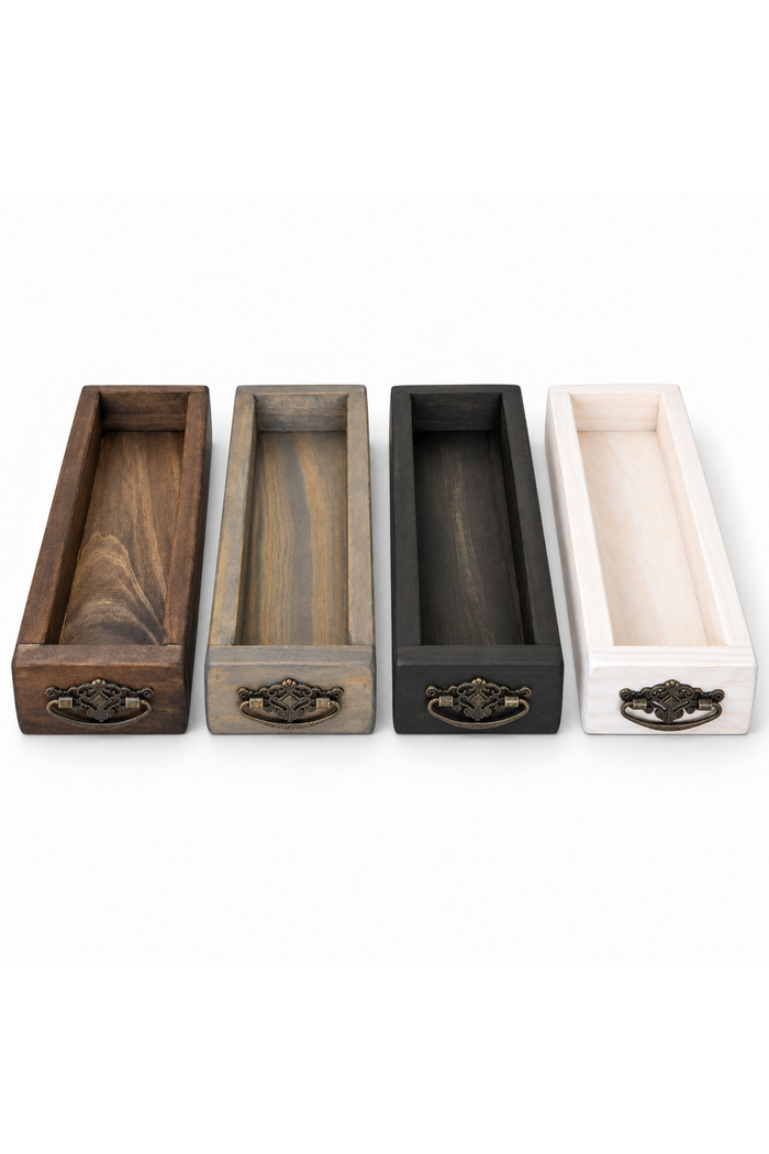 Handmade Rustic Wood Decorative Tray with Handles