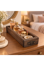 Handmade Rustic Wood Decorative Tray with Handles
