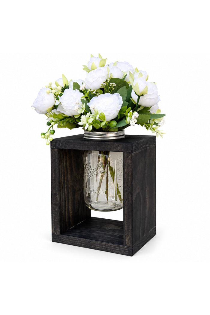 Wooden Mason Jar Flower Vase