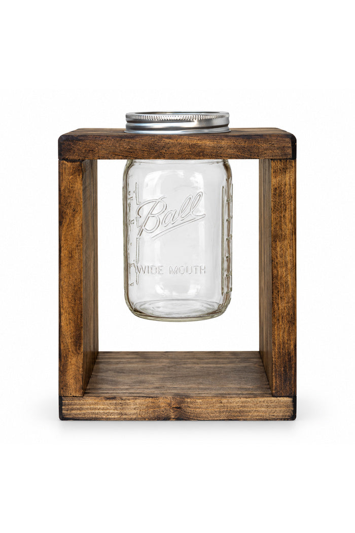 Wooden Mason Jar Flower Vase