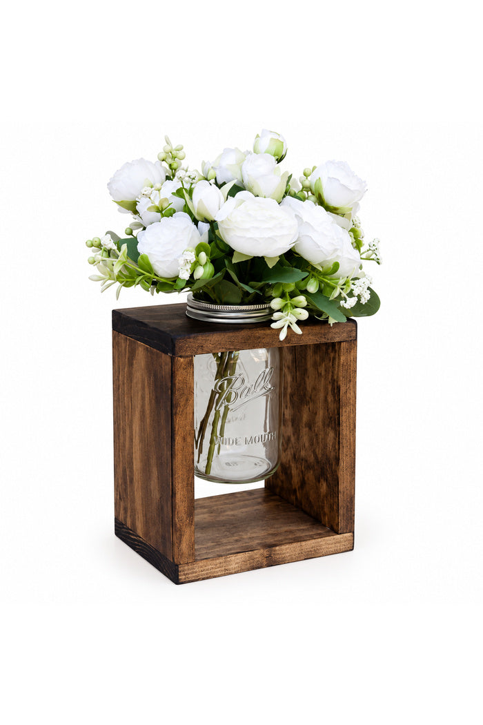 Wooden Mason Jar Flower Vase
