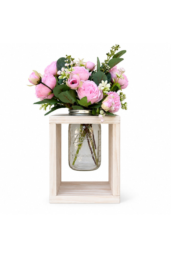 Wooden Mason Jar Flower Vase