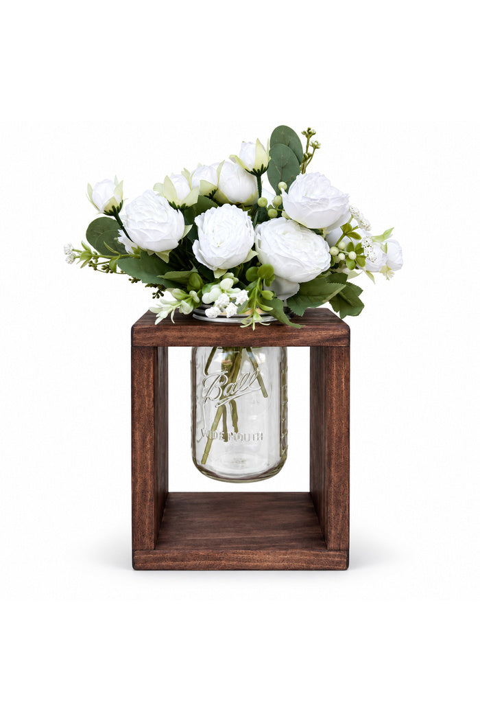 Wooden Mason Jar Flower Vase