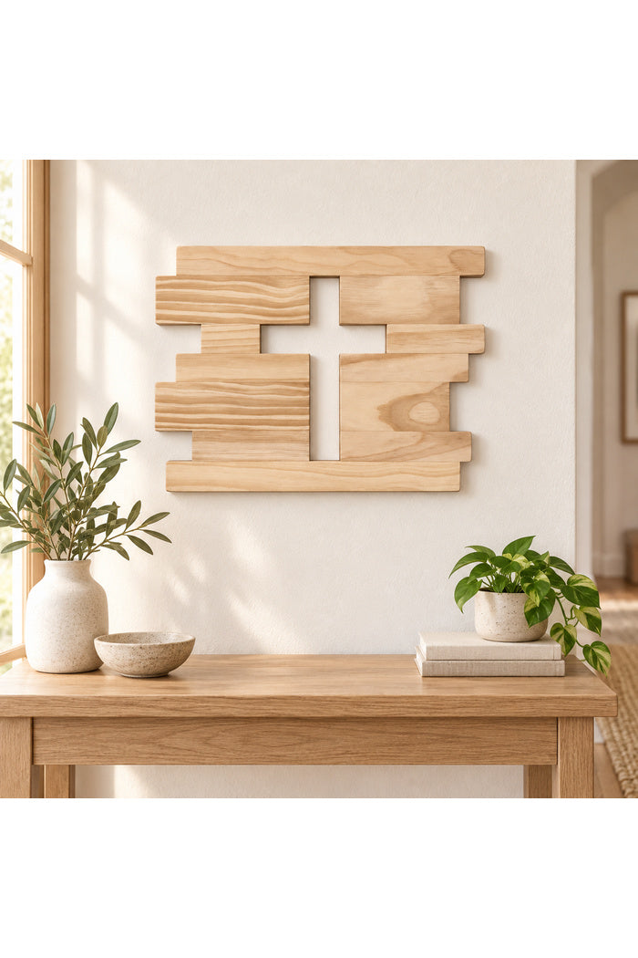 Unfinished Solid Pine Cross Wall Décor